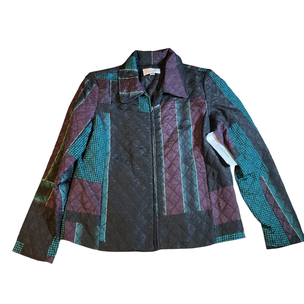 Erin London Women's Small‎ Geometric Patchwork Quilted Zipper Jacket